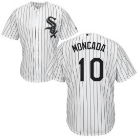Chicago White Sox #10 Yoan Moncada White(Black Strip) Home Cool Base Stitched Youth MLB Jersey