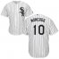 Chicago White Sox #10 Yoan Moncada White(Black Strip) Home Cool Base Stitched Youth MLB Jersey