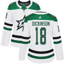 Adidas Dallas Stars #18 Jason Dickinson White Road Authentic Womens Stitched NHL Jersey