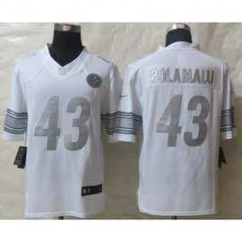 Nike Pittsburgh Steelers #43 Troy Polamalu White Mens Stitched NFL Limited Platinum Jersey