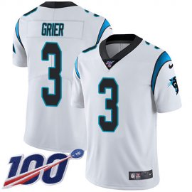 Nike Carolina Panthers #3 Will Grier White Mens Stitched NFL 100th Season Vapor Untouchable Limited Jersey