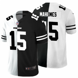 Kansas City Chiefs #15 Patrick Mahomes Mens Black V White Peace Split Nike Vapor Untouchable Limited NFL Jersey