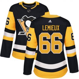 Adidas Pittsburgh Penguins #66 Mario Lemieux Black Home Authentic Womens Stitched NHL Jersey