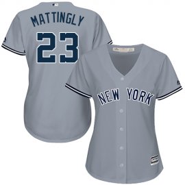 New York Yankees #23 Don Mattingly Grey Road Womens Stitched MLB Jersey