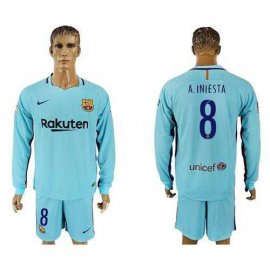 Barcelona #8 A.Iniesta Away Long Sleeves Soccer Club Jersey