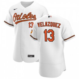 Baltimore Orioles #13 Andrew Velazquez Mens Nike White Home 2020 Authentic Player MLB Jersey