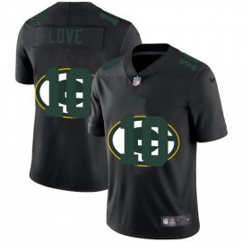 Green Bay Packers #10 Jordan Love Mens Nike Team Logo Dual Overlap Limited NFL Jersey Black