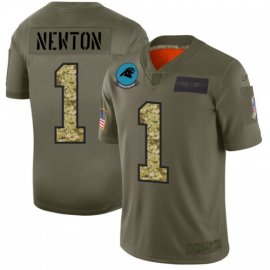 Carolina Carolina Panthers #1 Cam Newton Mens Nike 2019 Olive Camo Salute To Service Limited NFL Jersey