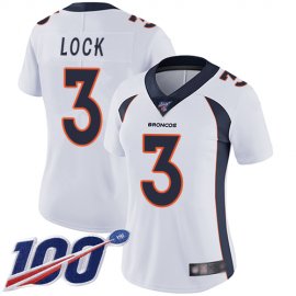 Nike Denver Broncos #3 Drew Lock White Womens Stitched NFL 100th Season Vapor Limited Jersey