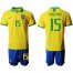 Brazil #15 Paulinho Home Soccer Country Jersey