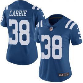 Nike Indianapolis Colts #38 T.J. Carrie Royal Blue Womens Stitched NFL Limited Rush Jersey