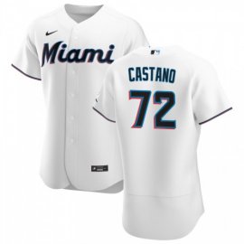 Miami Marlins #72 Daniel Castano Mens Nike White Home 2020 Authentic Player MLB Jersey