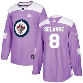 Adidas Winnipeg Jets #8 Teemu Selanne Purple Authentic Fights Cancer Stitched NHL Jersey