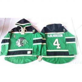 Chicago Blackhawks #4 Niklas Hjalmarsson Green St. Patricks Day McNary Lace Hoodie Stitched NHL Jersey