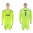 Juventus #1 Buffon Shiny Green Goalkeeper Long Sleeves Soccer Club Jersey