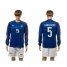 Italy #5 Cannavaro Blue Home Long Sleeves Soccer Country Jersey