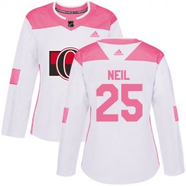 Adidas Ottawa Senators #25 Chris Neil White/Pink Authentic Fashion Womens Stitched NHL Jersey