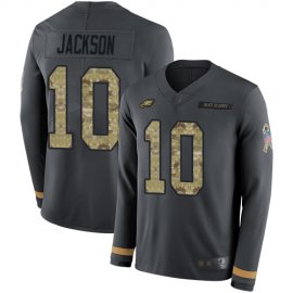 Nike Philadelphia Eagles #10 DeSean Jackson Anthracite Salute to Service Mens Stitched NFL Limited Therma Long Sleeve Jersey