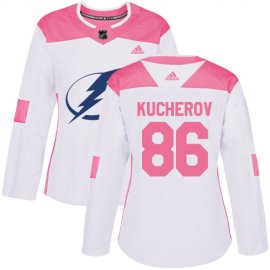 Adidas Tampa Bay Lightning #86 Nikita Kucherov White/Pink Authentic Fashion Womens Stitched NHL Jersey