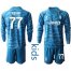 Juventus #77 Buffon Light Blue Goalkeeper Long Sleeves Kid Soccer Club Jersey