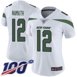 Nike New York Jets #12 Joe Namath White Womens Stitched NFL 100th Season Vapor Limited Jersey