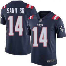 Nike New England Patriots #14 Mohamed Sanu Sr Navy Blue Mens Stitched NFL Limited Rush Jersey