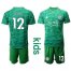 Leicester City #12 Ward Green Goalkeeper Kid Soccer Club Jersey
