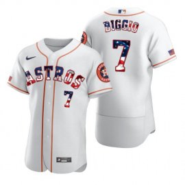 Houston Astros #7 Craig Biggio Mens Nike White Fluttering USA Flag Limited Edition Authentic MLB Jersey