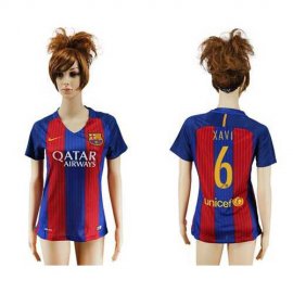 Womens Barcelona #6 Xavi Home Soccer Club Jersey