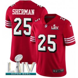 Nike San Francisco 49ers #25 Richard Sherman Red Super Bowl LIV 2020 Team Color Youth Stitched NFL Vapor Untouchable Limited II Jersey