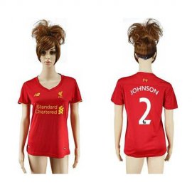 Womens Liverpool #2 Johnson Red Home Soccer Club Jersey