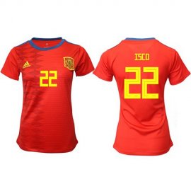 Womens Spain #22 Isco Red Home Soccer Country Jersey