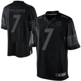 Nike Pittsburgh Steelers #7 Ben Roethlisberger Black Mens Stitched NFL Drenched Limited Jersey