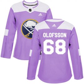 Adidas Buffalo Sabres #68 Victor Olofsson Purple Authentic Fights Cancer Womens Stitched NHL Jersey
