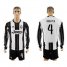 Juventus #4 Benatia Home Long Sleeves Soccer Club Jersey