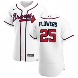 Atlanta Braves #25 Tyler Flowers Mens Nike White Home 2020 Authentic Player MLB Jersey