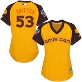 Baltimore Orioles #53 Zach Britton Gold 2016 All-Star American League Womens Stitched MLB Jersey