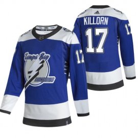 Tampa Bay Lightning #17 Alex Killorn Blue Mens Adidas 2020-21 Reverse Retro Alternate NHL Jersey