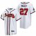 Braves 27 Austin Riley White 2022 Gold Program Nike Cool Base Jersey