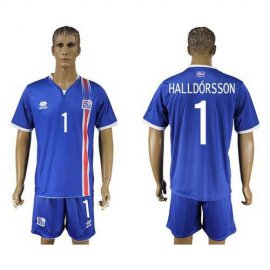 Iceland #1 Halldorsson Home Soccer Country Jersey