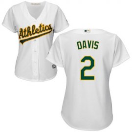 Oakland Athletics #2 Khris Davis White Home Womens Stitched MLB Jersey