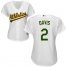 Oakland Athletics #2 Khris Davis White Home Womens Stitched MLB Jersey