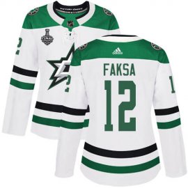 Adidas Dallas Stars #12 Radek Faksa White Road Authentic Womens 2020 Stanley Cup Final Stitched NHL Jersey