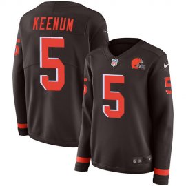 Nike Cleveland Browns #5 Case Keenum Brown Team Color Womens Stitched NFL Limited Therma Long Sleeve Jersey