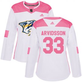 Adidas Nashville Predators #33 Viktor Arvidsson White/Pink Authentic Fashion Womens Stitched NHL Jersey