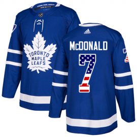 Adidas Toronto Maple Leafs #7 Lanny McDonald Blue Home Authentic USA Flag Stitched NHL Jersey