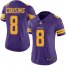 Nike Minnesota Vikings #8 Kirk Cousins Purple Womens Stitched NFL Limited Rush Jersey