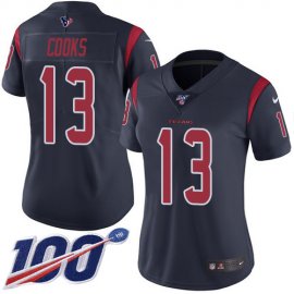 Nike Houston Texans #13 Brandin Cooks Navy Blue Womens Stitched NFL Limited Rush 100th Season Jersey