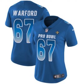Nike New Orleans Saints #67 Larry Warford Royal Womens Stitched NFL Limited NFC 2019 Pro Bowl Jersey
