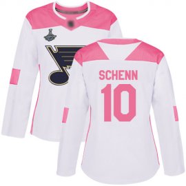 Adidas St. Louis Blues #10 Brayden Schenn White/Pink Authentic Fashion Stanley Cup Champions Womens Stitched NHL Jersey